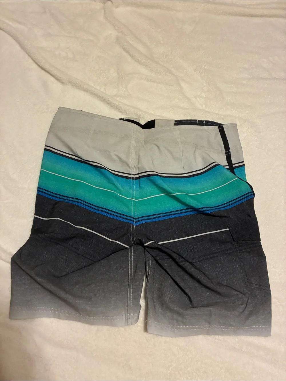 Goodfellow & Co Gray, Teal & Blue Striped Swim Board Shorts